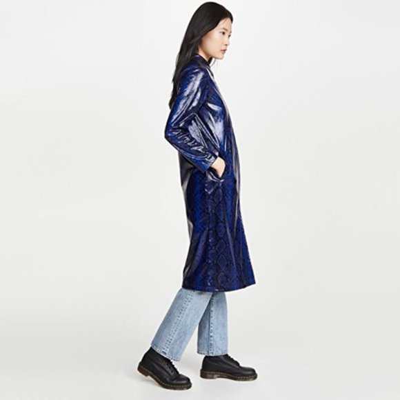 NWT Apparis black blue python faux leather duster jacket, M - Picture 4 of 16